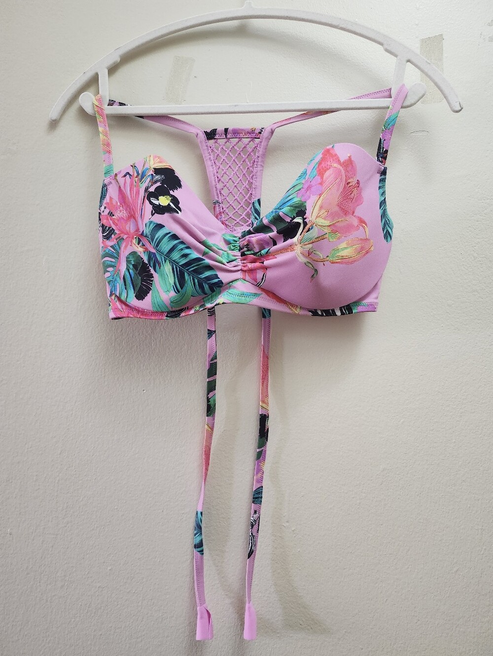 Pink Floral Tie-Side Bikini Top And Bottom NEWER WORN